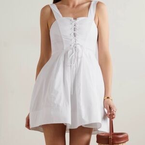 STAUD White Lace-Up Mini Dress